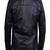 Men's black lambskin leather jacket-straight zipper & café racer collar biker style
