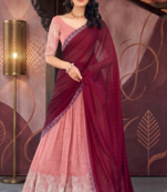 Peach Color Party Wear Embroidered Lehenga Choli Set