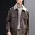 Men's brown lambskin leather jacket-2 envelope pocket & snap button biker style