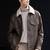 Men's brown lambskin leather jacket-2 envelope pocket & snap button biker style
