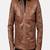 Men's brown lambskin leather jacket-straight zipper & 2 zipper pocket biker style