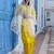 yellow fancy silk blend kurta set