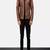Men's brown lambskin leather jacket-straight zipper & 2 zipper pocket biker style