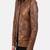 Men's brown lambskin leather jacket-straight zipper & 2 zipper pocket biker style