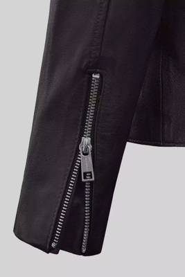 Men's black lambskin leather biker jacket- 2 pocket zipper & café racer details 2