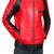 Men's red & black side panel lambskin leather biker jacket- 2 pocket zipper & café racer details