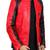 Men's red & black side panel lambskin leather biker jacket- 2 pocket zipper & café racer details