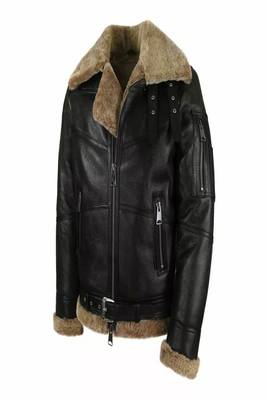 Men's black lambskin leather biker jacket-asymmetrical zip closure & adjustable belt fashtion 1