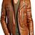Men's brown lambskin leather biker jacket-asymmetrical zip closure & adjustable belt fashtion