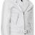 Men's white lambskin leather biker jacket-asymmetrical zip closure & adjustable belt fashtion