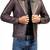 Men's dark brown lambskin leather biker jacket- straight zipper & pocket zipper fashtion