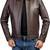 Men's dark brown lambskin leather biker jacket- straight zipper & pocket zipper fashtion