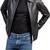 Men's black lambskin leather biker jacket- straight zipper & pocket zipper fashtion