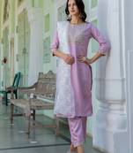 lavender fancy silk blend kurta set