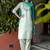 sky-blue fancy cotton silk kurta set