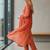 Women's orange rayon printed with embroidery worked straight kurta set with pant & dupatta