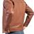Men's brown lambskin leather biker jacket- straight zipper & pocket zipper fashtion
