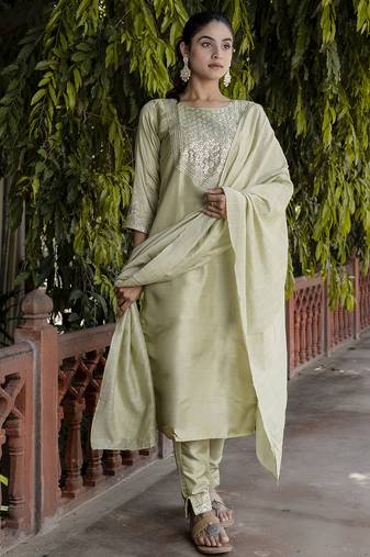 pear fancy cotton silk kurta set