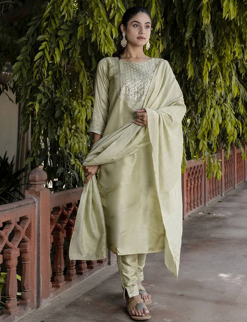 pear fancy cotton silk kurta set