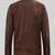 Men's brown lambskin leather biker jacket- straight zipper & pocket zipper café racer collar style