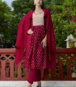 purple fancy chanderi kurta set