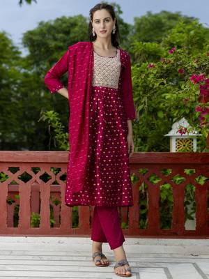 purple fancy chanderi kurta set 2