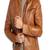Men's brown pure lambskin leather jacket- straight zipper & quilted shoulder style