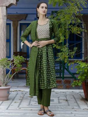 mehendi fancy chanderi kurta set 1