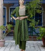 mehendi fancy chanderi kurta set