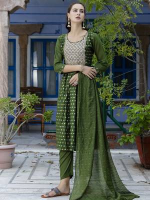 mehendi fancy chanderi kurta set 3