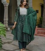 green fancy chanderi kurta set