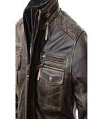 Men's black lambskin leather jacket asymmetrical zipper motorcycle jacket moto style