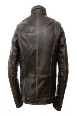 Men's black lambskin leather jacket asymmetrical zipper motorcycle jacket moto style 2