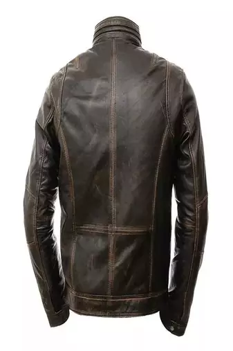 Men's black lambskin leather jacket asymmetrical zipper motorcycle jacket moto style