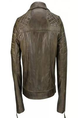 Men's green lambskin leather jacket asymmetrical zipper motorcycle jacket moto style 2