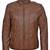 men's brown lambskin leather jacket-zipper &  ribb cuff style