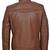 men's brown lambskin leather jacket-zipper &  ribb cuff style