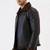 men's black genuine lambskin leather jacket- zipper & collar band style