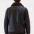 men's black genuine lambskin leather jacket- zipper & collar band style