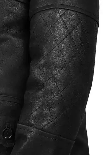 men's black genuine lambskin leather jacket- zipper & collar band style
