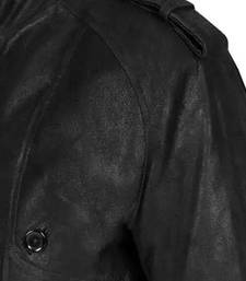 men's black lambskin leather jacket-4 envelope pocket & button style