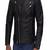 men's black lambskin leather jacket- asymmetrical zipper & quilted hand style