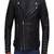 men's black lambskin leather jacket- asymmetrical zipper & quilted hand style