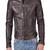 men's brown lambskin leather jacket- straightl zipper & waist belt  biker style