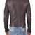 men's brown lambskin leather jacket- straightl zipper & waist belt  biker style