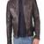 men's brown lambskin leather jacket- straightl zipper & waist belt  biker style