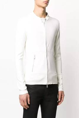 men's white genuine lambskin leather jacket- 2 front pocket & ribbed cuff style 1