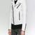 men's white lambskin leather jacket- asymmetrical zipper & quilted hand style