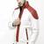men's white & red qui;ted shoulder lambskin leather jacket-biker style