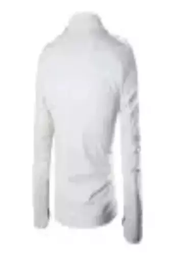 men's white lambskin leather jacket- asymmetrical zipper & waist belt style